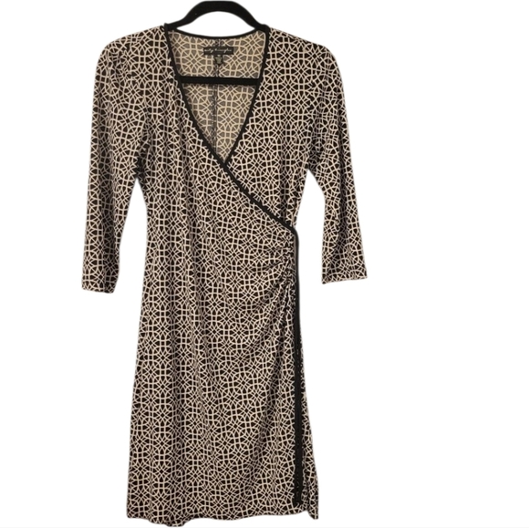 City Triangles Vintage Black And Cream Babydoll V-Neck Wrap Dress. Y2k Size M - Picture 2 of 9